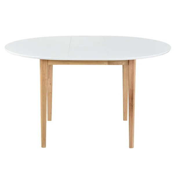TABLE DE SALLE À MANGER RONDE EXTENSIBLE Ø106 CM BLANC/BOIS LEKA