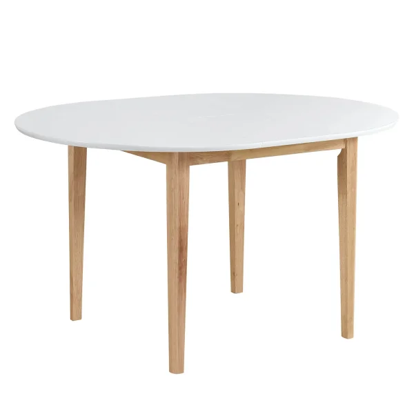 TABLE DE SALLE À MANGER RONDE EXTENSIBLE Ø106 CM BLANC/BOIS LEKA