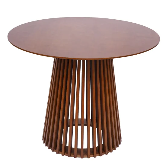 TABLE À MANGER RONDE EN BOIS DE NOYER Ø100 CM NEREA 2