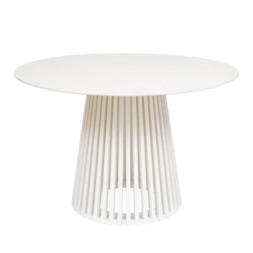 TABLE À MANGER RONDE EN BOIS BLANC Ø120 CM NEREA TABLE À MANGER RONDE EN BOIS BLANC Ø120 CM NEREA