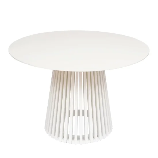 TABLE À MANGER RONDE EN BOIS BLANC Ø120 CM NEREA 2