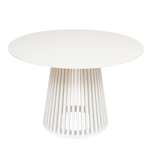 TABLE À MANGER RONDE EN BOIS BLANC Ø120 CM NEREA TABLE À MANGER RONDE EN BOIS BLANC Ø120 CM NEREA