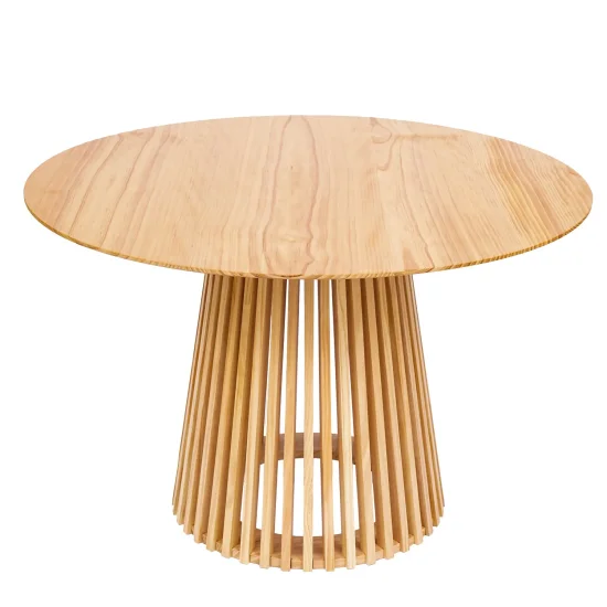 TABLE À MANGER RONDE EN BOIS NATUREL Ø120 CM NEREA 2