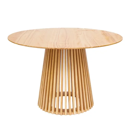 TABLE À MANGER RONDE EN BOIS NATUREL Ø120 CM NEREA
