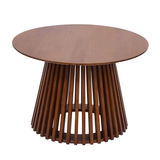 TABLE BASSE RONDE EN BOIS NOYER Ø70 CM NEREA 2