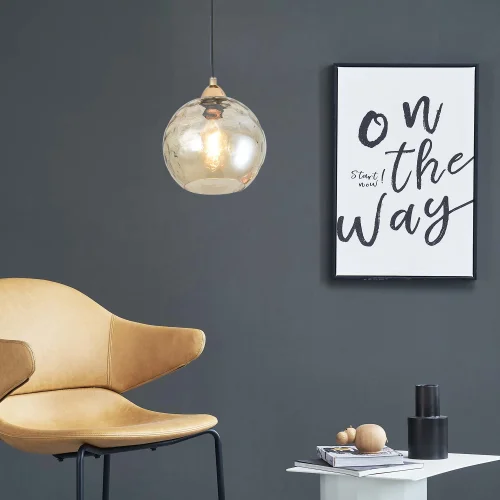 LUSTRE SUSPENDU 1 LUMIÈRE TULIPE AMBRE NERIUM