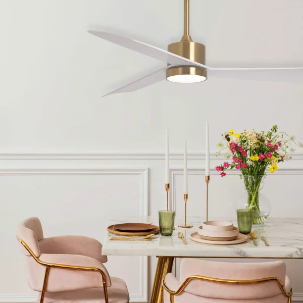 VENTILATEUR DE PLAFOND AVEC LUMIÈRE MOTEUR DC BELICE BLANC/OR Ø 135,2 CM