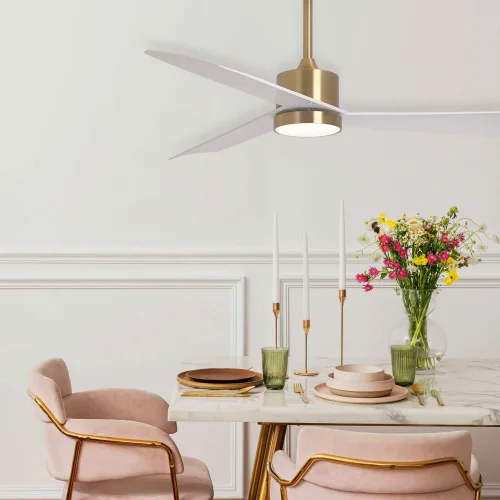 VENTILATEUR DE PLAFOND AVEC LUMIÈRE MOTEUR DC BELICE BLANC/OR Ø 135,2 CM