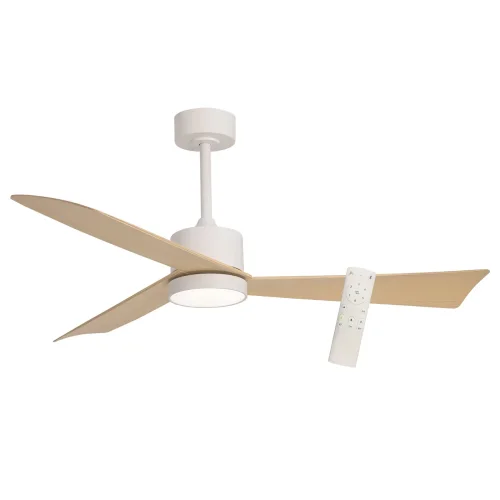 VENTILATEUR DE PLAFOND AVEC LUMIÈRE MOTEUR DC BELICE BLANC/BOIS CLAIR Ø 135,2 CM