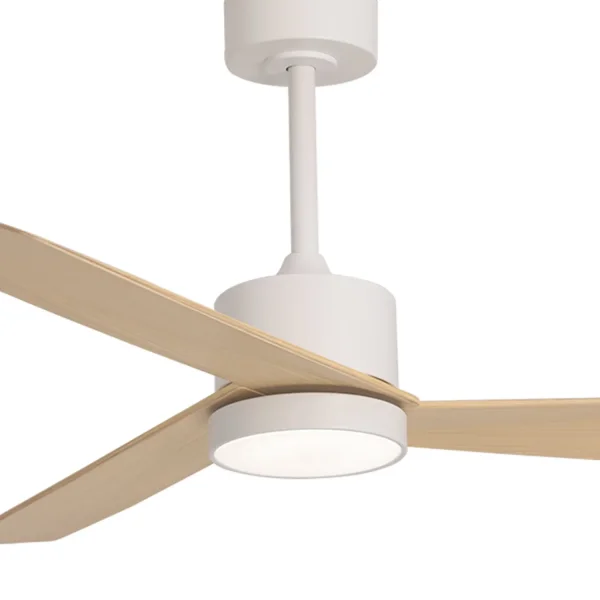 VENTILATEUR DE PLAFOND AVEC LUMIÈRE MOTEUR DC BELICE BLANC/BOIS CLAIR Ø 135,2 CM
