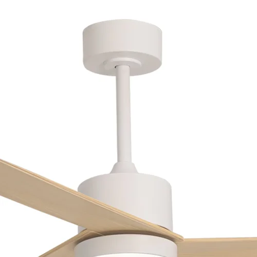 VENTILATEUR DE PLAFOND AVEC LUMIÈRE MOTEUR DC BELICE BLANC/BOIS CLAIR Ø 135,2 CM