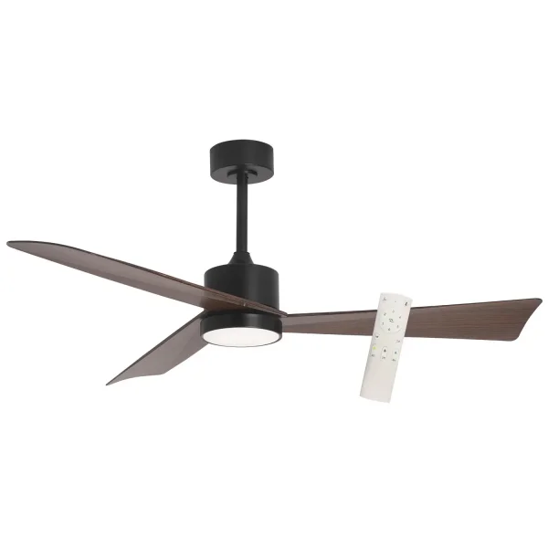 VENTILATEUR DE PLAFOND AVEC LUMIÈRE MOTEUR DC BELIZE NOIR/BOIS DE NOYER Ø 135,2 CM