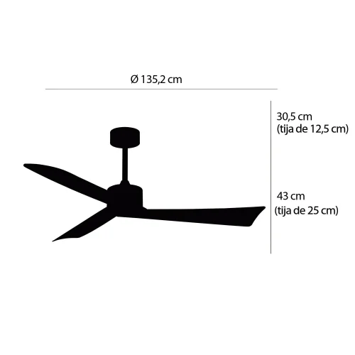 VENTILATEUR DE PLAFOND SANS LUMIÈRE MOTEUR DC VITTORIO Ø 135,2 CM