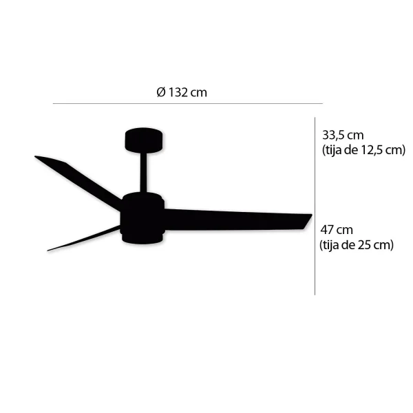 VENTILATEUR DE PLAFOND AVEC LUMIÈRE MOTEUR DC RAFFAELE NOIR/DORÉ Ø 132 CM