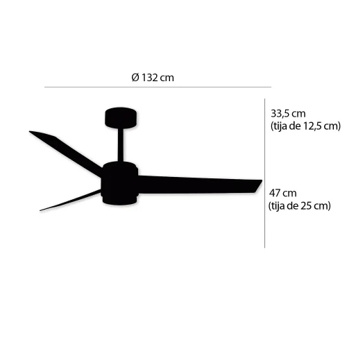VENTILATEUR DE PLAFOND AVEC LUMIÈRE MOTEUR DC RAFFAELE NOIR/DORÉ Ø 132 CM