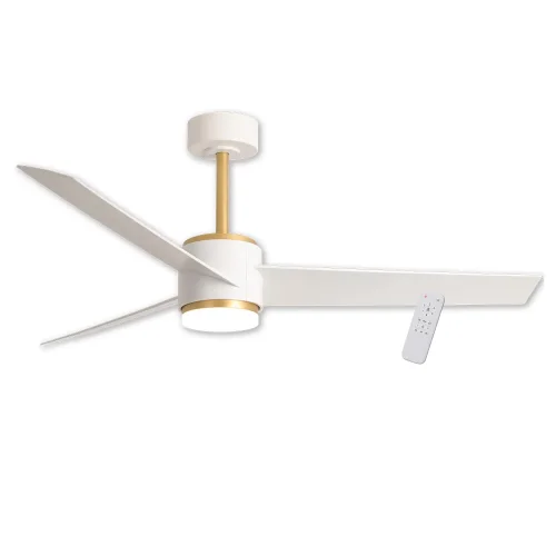 VENTILATEUR DE PLAFOND AVEC LUMIÈRE MOTEUR DC RAFFAELE BLANC/DORÉ Ø 132 CM