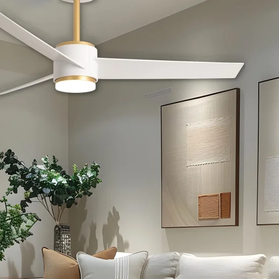 VENTILATEUR DE PLAFOND AVEC LUMIÈRE MOTEUR DC RAFFAELE BLANC/DORÉ Ø 132 CM 2