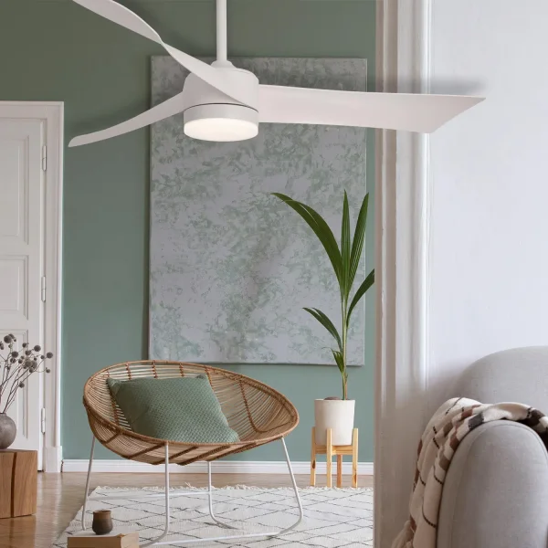 VENTILATEUR DE PLAFOND AVEC LUMIÈRE MOTEUR DC SALVATORE BLANC Ø 142 CM