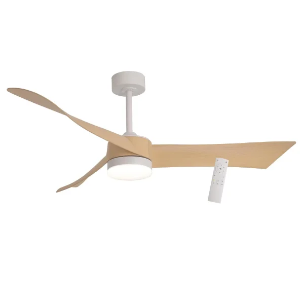 VENTILATEUR DE PLAFOND AVEC LUMIÈRE MOTEUR DC SALVATORE BLANC/BOIS Ø 142 CM