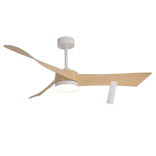VENTILATEUR DE PLAFOND AVEC LUMIÈRE MOTEUR DC SALVATORE BLANC/BOIS Ø 142 CM