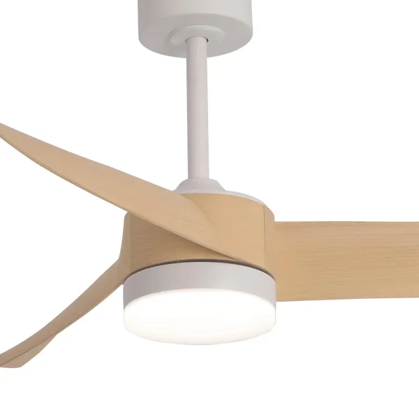 VENTILATEUR DE PLAFOND AVEC LUMIÈRE MOTEUR DC SALVATORE BLANC/BOIS Ø 142 CM