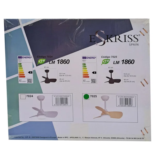 VENTILATEUR DE PLAFOND LED 17W RÉGLABLE MOTEUR DC BOIS CLAIR SIERRA