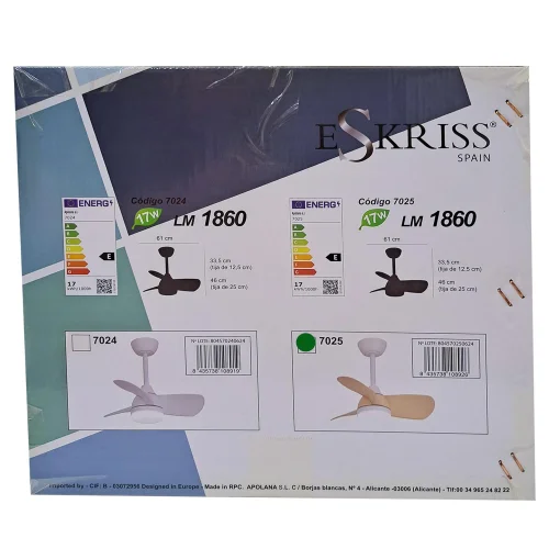 VENTILATEUR DE PLAFOND LED 17W RÉGLABLE MOTEUR DC BOIS CLAIR SIERRA