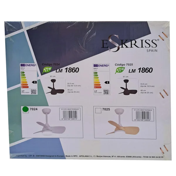 VENTILATEUR DE PLAFOND LED 17W RÉGLABLE MOTEUR DC BLANC SIERRA