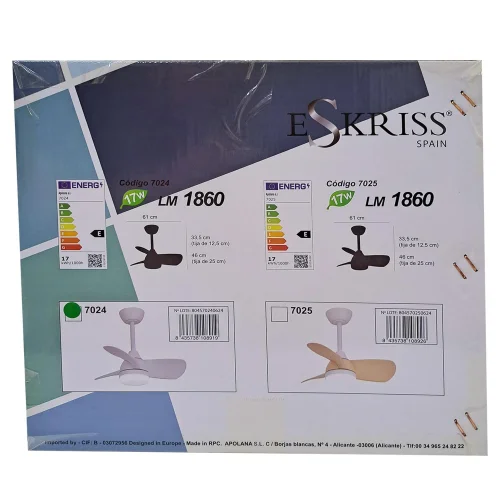 VENTILATEUR DE PLAFOND LED 17W RÉGLABLE MOTEUR DC BLANC SIERRA