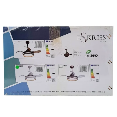 VENTILATEUR DE PLAFOND AVEC LUMIÈRE LED 24W RÉGLABLE MOTEUR DC BLANC CASCADE