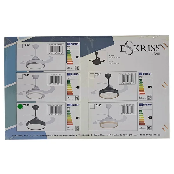 VENTILATEUR DE PLAFOND LED 38W RÉGLABLE 4 PALES RÉTRACTABLES NASHVILLE