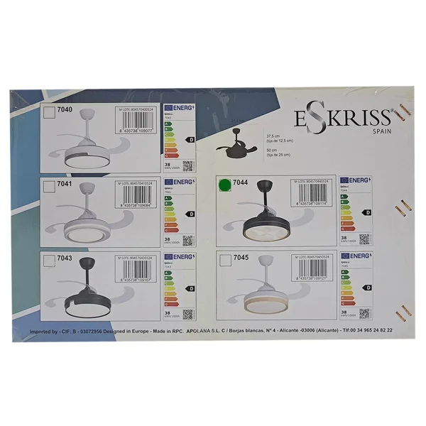 VENTILATEUR DE PLAFOND LED 38W RÉGLABLE 4 PALES PLIABLES WELLINGTON