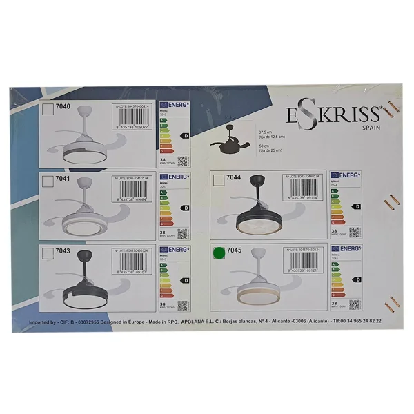 VENTILATEUR DE PLAFOND LED 38W RÉGLABLE 4 PALES RÉTRACTABLES TUCSON