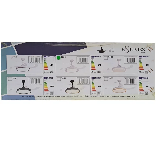 VENTILATEUR DE PLAFOND LED 48W RÉGLABLE AVEC 4 PALES PLIABLES HANOI