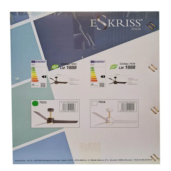 VENTILATEUR DE PLAFOND AVEC LUMIÈRE MOTEUR DC RAFFAELE NOIR/DORÉ Ø 132 CM