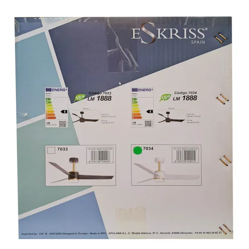 VENTILATEUR DE PLAFOND AVEC LUMIÈRE MOTEUR DC RAFFAELE BLANC/DORÉ Ø 132 CM