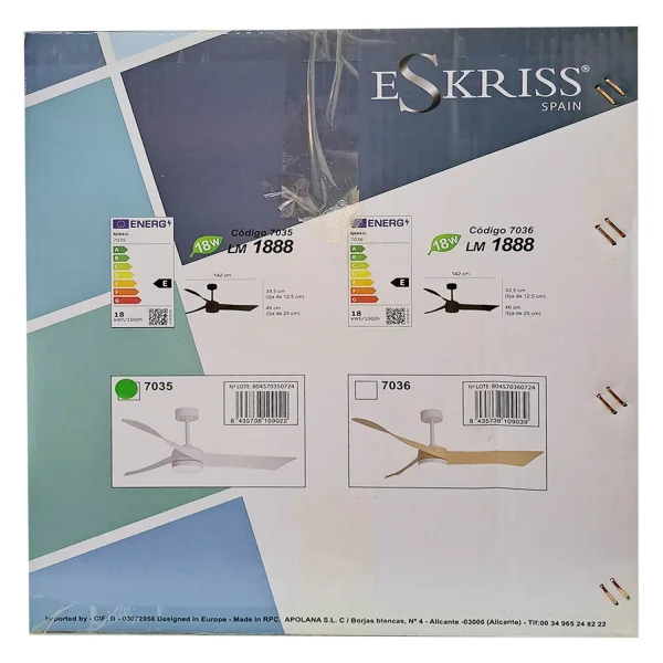 VENTILATEUR DE PLAFOND AVEC LUMIÈRE MOTEUR DC SALVATORE BLANC Ø 142 CM