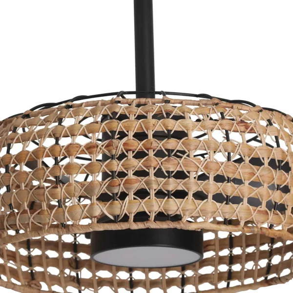 VENTILATEUR DE PLAFOND LED 18W 3000-6000K ABAT-JOUR EN ROTIN FONCÉ WAIKIKI VENTILATEUR DE PLAFOND LED 18W 3000-6000K ABAT-JOUR EN ROTIN FONCÉ WAIKIKI