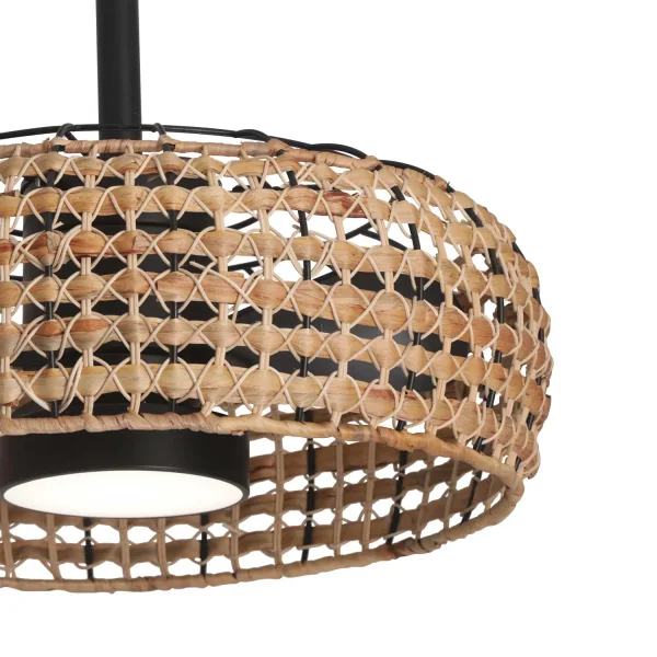 VENTILATEUR DE PLAFOND LED 18W 3000-6000K ABAT-JOUR EN ROTIN FONCÉ WAIKIKI VENTILATEUR DE PLAFOND LED 18W 3000-6000K ABAT-JOUR EN ROTIN FONCÉ WAIKIKI