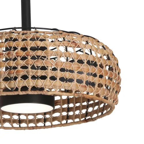 VENTILATEUR DE PLAFOND LED 18W 3000-6000K ABAT-JOUR EN ROTIN FONCÉ WAIKIKI VENTILATEUR DE PLAFOND LED 18W 3000-6000K ABAT-JOUR EN ROTIN FONCÉ WAIKIKI