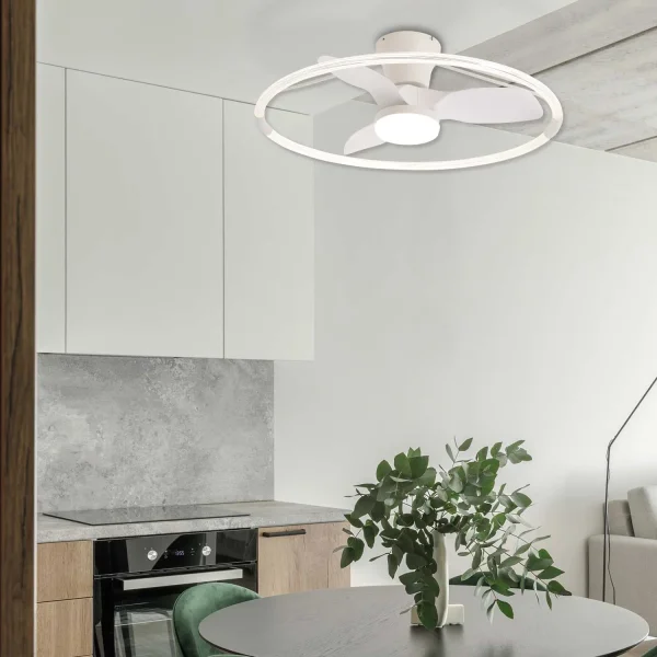 VENTILATEUR DE PLAFOND STYLE PLAFONNIER LED 40W 3000-6000K 3 PALES BLANC PIETRO VENTILATEUR DE PLAFOND STYLE PLAFONNIER LED 40W 3000-6000K 3 PALES BLANC PIETRO