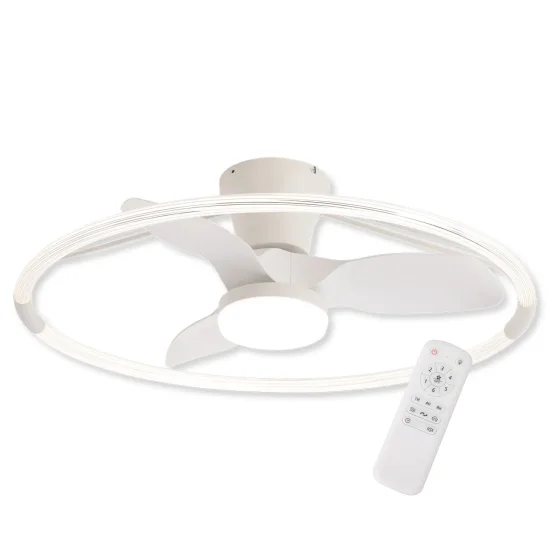 VENTILATEUR DE PLAFOND STYLE PLAFONNIER LED 40W 3000-6000K 3 PALES BLANC PIETRO
