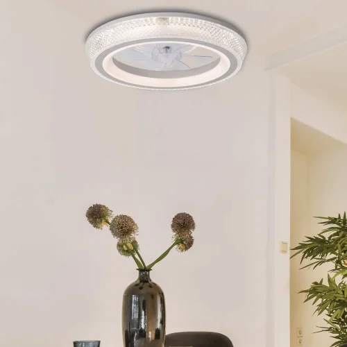 VENTILATEUR DE PLAFOND STYLE PLAFONNIER LED 48W 3000-6000K 5 PALES BLANC GLIMMER VENTILATEUR DE PLAFOND STYLE PLAFONNIER LED 48W 3000-6000K 5 PALES BLANC GLIMMER