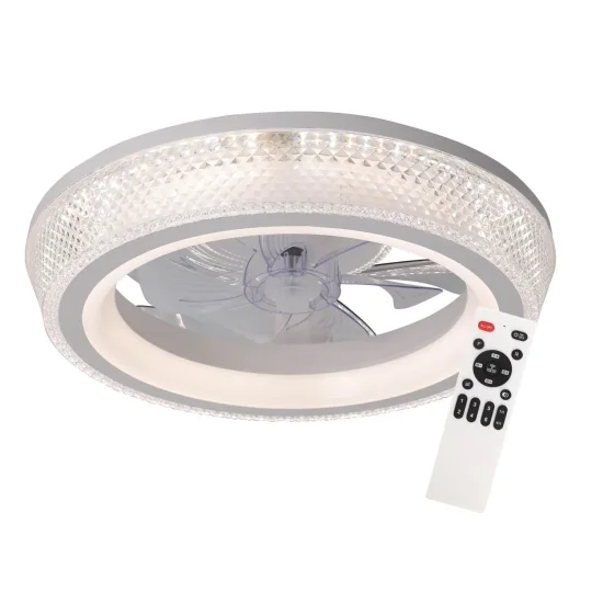 VENTILATEUR DE PLAFOND STYLE PLAFONNIER LED 48W 3000-6000K 5 PALES BLANC GLIMMER