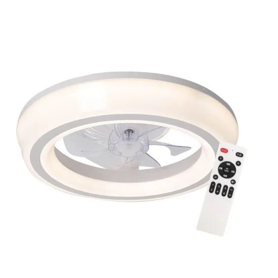VENTILATEUR DE PLAFOND STYLE PLAFONNIER LED 48W 3000-6000K 5 PALES BLANC CLARISSE