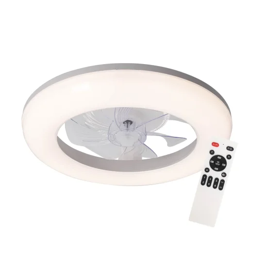 VENTILATEUR DE PLAFOND STYLE PLAFONNIER LED 48W 3000-6000K 5 PALES BLANC ELYSIAN