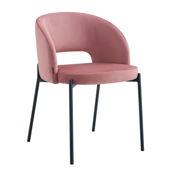 CHAISE TAPISSÉE VELOURS ROSE CLOTILDE 2