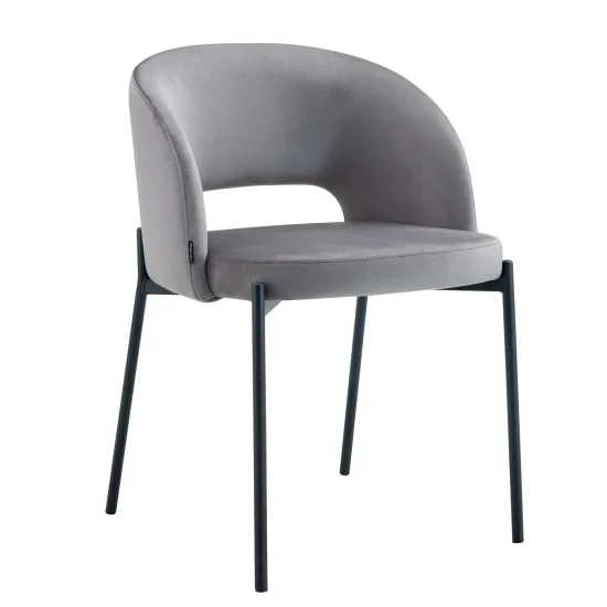 CHAISE TAPISSÉE VELOURS GRISE CLOTILDE 2