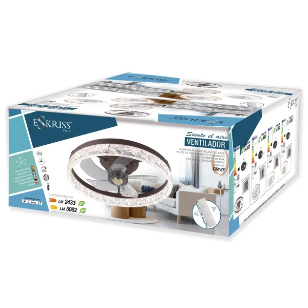 VENTILATEUR DE PLAFOND STYLE PLAFONNIER LED 48W 3000-6000K 5 PALES BLANC ELYSIAN VENTILATEUR DE PLAFOND STYLE PLAFONNIER LED 48W 3000-6000K 5 PALES BLANC ELYSIAN