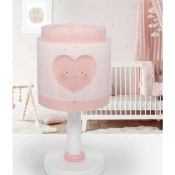 LAMPE DE TABLE ENFANT COEUR ROSE
